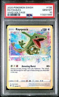 2020 Pokemon Rayquaza - Vivid Voltage - 138/185 - PSA 10 GEM MINT - Image 3