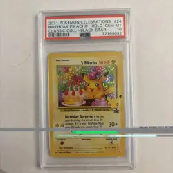 Birthday Pikachu 2021 POKEMON CELEBRATIONS #24 - Gem Mint Black Star - Image 1