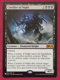 Magic The Gathering THE LIST - CORE SET 2020 CAVALIER OF NIGHT black card MTG - Image 1