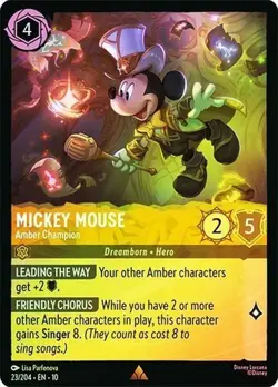 Mickey Mouse Amber Champion 23/204 Whispers in the Well Lorcana Cold Foil NM - Image 1