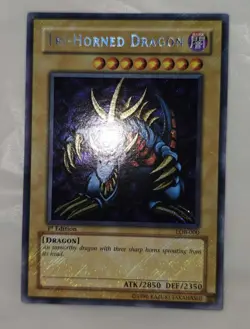 Yu-Gi-Oh Tri-Horned Dragon LOB-000 Secret Rare 1st Edition NM/M Asian English AE - Image 1