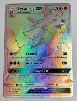 Pokemon Lycanroc GX 155/147 Sm-Burning Shadows Rainbow Rare Holo 200 HP - Image 1