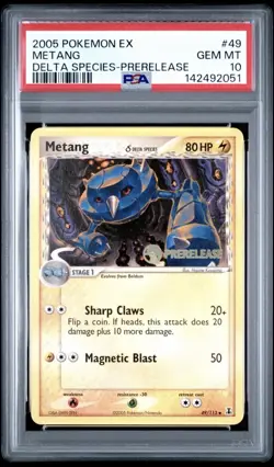 2005 POKEMON EX DELTA SPECIES PRERELEASE #49 METANG PSA 10 - Image 1