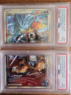 2010 Pokemon - HGSS Unleashed - Suicune & Entei #94 & #95 - Seq - PSA 9 - Image 1