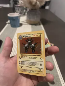 Pokemon TCG Magneton Base Set Holo Shadowless Rare Card 9/102 MP Condition - Image 4
