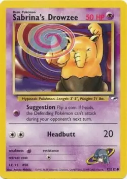 Sabrina's Drowzee 92/132 Gym Heroes Unlimited Vintage 2000 Pokemon Card - Image 1