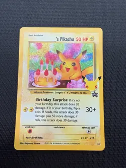 Birthday Pikachu 24/53 Celebrations Holo Black Star Promo Pokemon - Image 1