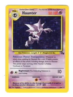 Haunter 6/62 Pokemon Card TCG Fossil Unlimited Holo LP- A - Image 1