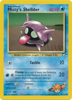Misty's Shellder 89/132 Gym Heroes Unlimited Vintage 2000 Pokemon Card - Image 1