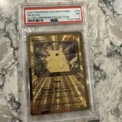 2021 Pokemon Celebrations Ultra Premium Collection Gold Metal Pikachu #58 PSA 7 - Image 1