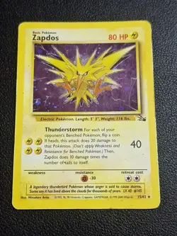 Zapdos 15/62 Fossil Holo Pokemon TCG Heavily Palyed - Image 1