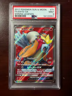 Entei GX Full Art PSA 9 2017 Pokemon Sun & Moon: Shining Legends #71 - Image 1