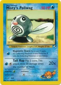 Misty's Poliwag 87/132 Gym Heroes Unlimited Vintage 2000 Pokemon Card - Image 1