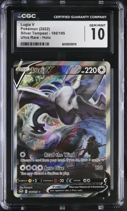 Lugia V 186/195 Ultra Rare Holo Silver Tempest Pokemon CGC 10 Gem Mint *019 - Image 1