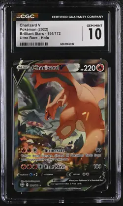 Charizard V 154/172 Ultra Rare Holo Brilliant Stars Pokemon CGC 10 Gem Mint *032 - Image 1