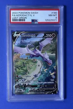 2022 Pokemon Swsh FA/Aerodactyl V Lost Origin #180 PSA 8 NM-MT - Image 1