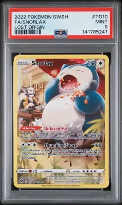 Pokemon TCG Snorlax TG10 Lost Origin PSA 9 - Image 1