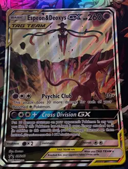 Pokemon TCG Jumbo Espeon & Deoxys GX SM240 Black Star Promo Card - Image 1
