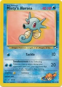 Misty's Horsea 86/132 Gym Heroes Unlimited Vintage 2000 Pokemon Card - Image 1