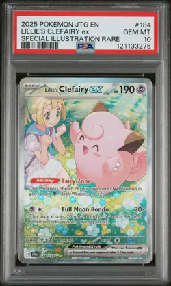 2025 POKEMON JTG EN-JOURNEY TOGETHER #184 LILLIE'S CLEFAIRY EX PSA 10 - Image 1