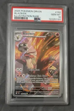 2025 POKEMON DRI EN-DESTINED RIVALS ILLUSTRATION RARE #192 BLAZIKEN PSA 10 - Image 1
