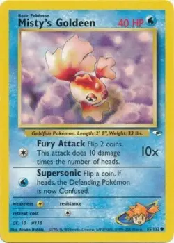 Misty's Goldeen 85/132 Gym Heroes Unlimited Vintage 2000 Pokemon Card - Image 1