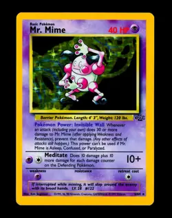 1999 Pokemon MR. MIME Jungle Set HOLO Foil Rare Unlimited Edition Card 6/64 WotC - Image 2
