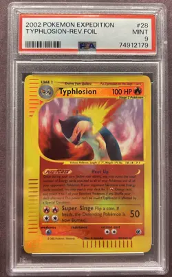 2002 Pokemon PSA 9 Typhlosion Expedition Reverse Holo Rare 28/165 Near Mint - Image 1