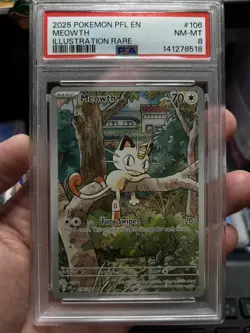 2025 Pokemon Phantasmal Flames Meowth Illustration Rare #106/094 PSA 8 IR - Image 1