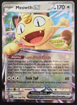 Pokemon TCG Mega Evolution Perfect Order 062/088 Meowth EX Double Rare - Image 1