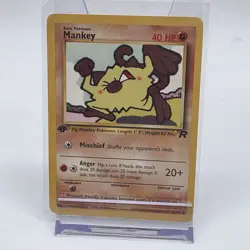 Pokemon Mankey 1st Edition Team Rocket 61/82 WOTC Vintage Trading Card - Image 1