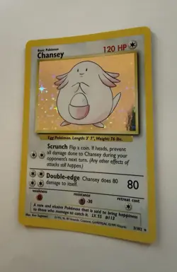 1999 Pokemon Base Set Chansey Holo 3/102 WOTC Vintage Rare LP - Image 3