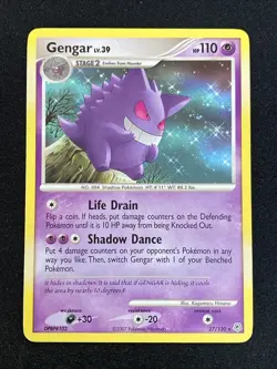 Pokemon TCG Gengar 27/130 - English Diamond & Pearl Regular Rare Non Holo HP - Image 1