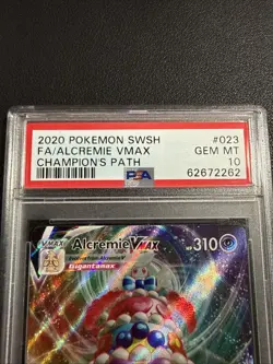 2020 Pokemon TCG SWSH Champion's Path FA Alcremie VMAX #023 PSA 10 GEM MINT - Image 3