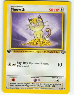 Meowth - 1st Edition - 56/64 Jungle Set - Pokemon TCG - 1999 - Image 1