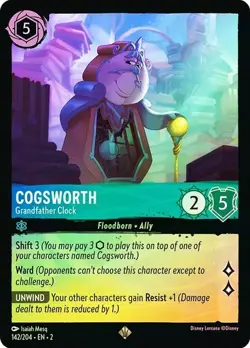 Cogsworth Grandfather Clock 142/204 RISE OF Floodborn COLD FOIL DISNEY LORCANA - Image 1