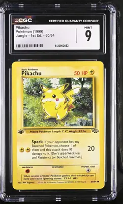 CGC 9 MINT Pikachu 1999 Jungle 1st Edition 60/64 Pokemon Card - Image 1