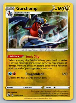Pokemon Card Garchomp Brilliant Stars Holo Rare 109/172 Near Mint - Image 1
