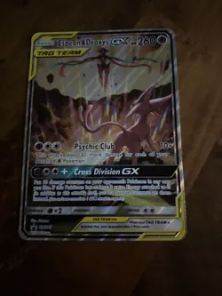 Pokemon TCG Jumbo Espeon & Deoxys GX SM240 Black Star Promo Card - Image 1