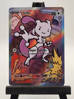After Skool Hobby V2 #76 Ditto Mewtwo Holo Fan Art Card Genetic Mystery Pokemon - Image 1
