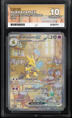 ACE 10 ALAKAZAM 201/165 | 151 SIR Full Art Graded Pokemon Card KB - Image 1