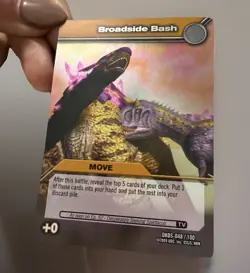 DKDS 048/100 BROADSIDE BASH Dinosaur King Rare Foil Move Trading Card 2009 + - Image 2