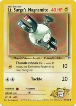Lt. Surge's Magnemite 80/132 Gym Heroes Unlimited Vintage 2000 Pokemon Card - Image 1