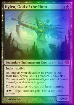MTG Magic the Gathering Nylea, God of the Hunt (166/260) Theros LP FOIL - Image 1