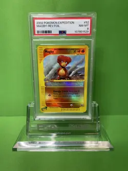 2002 POKEMON EXPEDITION 52 MAGBY-REVERSE FOIL PSA 8 - Image 1