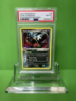2004 POKEMON EX TEAM ROCKET RETURNS 36 DARK GYARADOS PSA 8 - Image 1