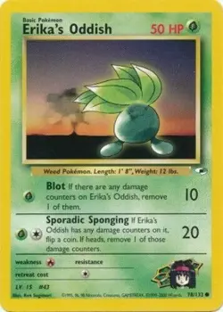 Erika's Oddish 78/132 Gym Heroes Unlimited Vintage 2000 Pokemon Card - Image 1