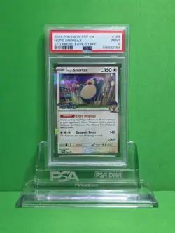 POKEMON 2025 JOURNEY TOGETHER HOP'S SNORLAX PRERELEASE STAFF 184 PSA 9 - Image 1