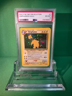POKEMON 2001 NEO REVELATION AMPHAROS HOLO 1/64 PSA 6 - Image 1