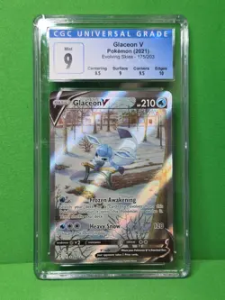 POKEMON 2021 EVOLVING SKIES GLACEON V ALTERNATE FULL ART 175/203 CGC 9 - Image 1